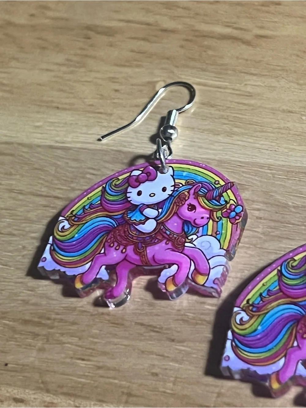 Hello Kitty Pink Unicorn Rainbow Earrings - Kids Accessories E60